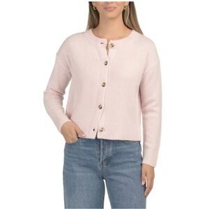 Elie Tahari Pink Cashmere Long Sleeve Cardigan